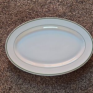 Vintage Restaurant Ware Platter White w/ Green Stripe Caribe Puerto Rico USA